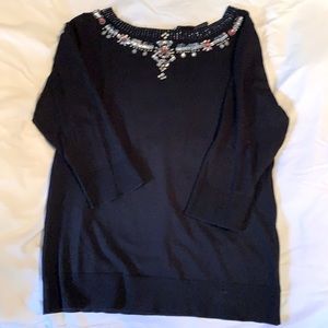 Black, jeweled neck sweater